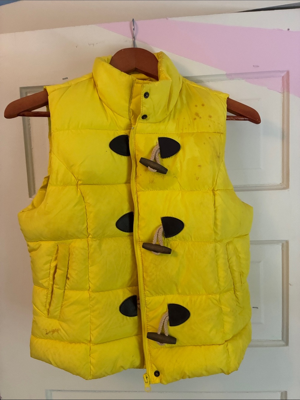 Kids' Yellow Puffer Vest with Toggle Closures